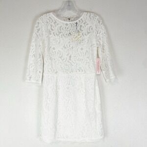 New Dress Forum Mini Dress Womens Medium Lace White Bridal Rehearsal Dinner M